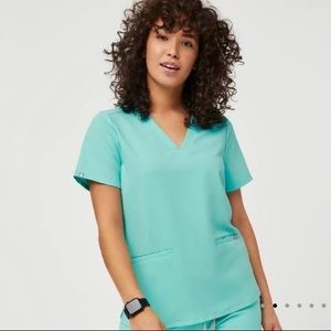 Figs Aqua Blue Casma Scrub Top